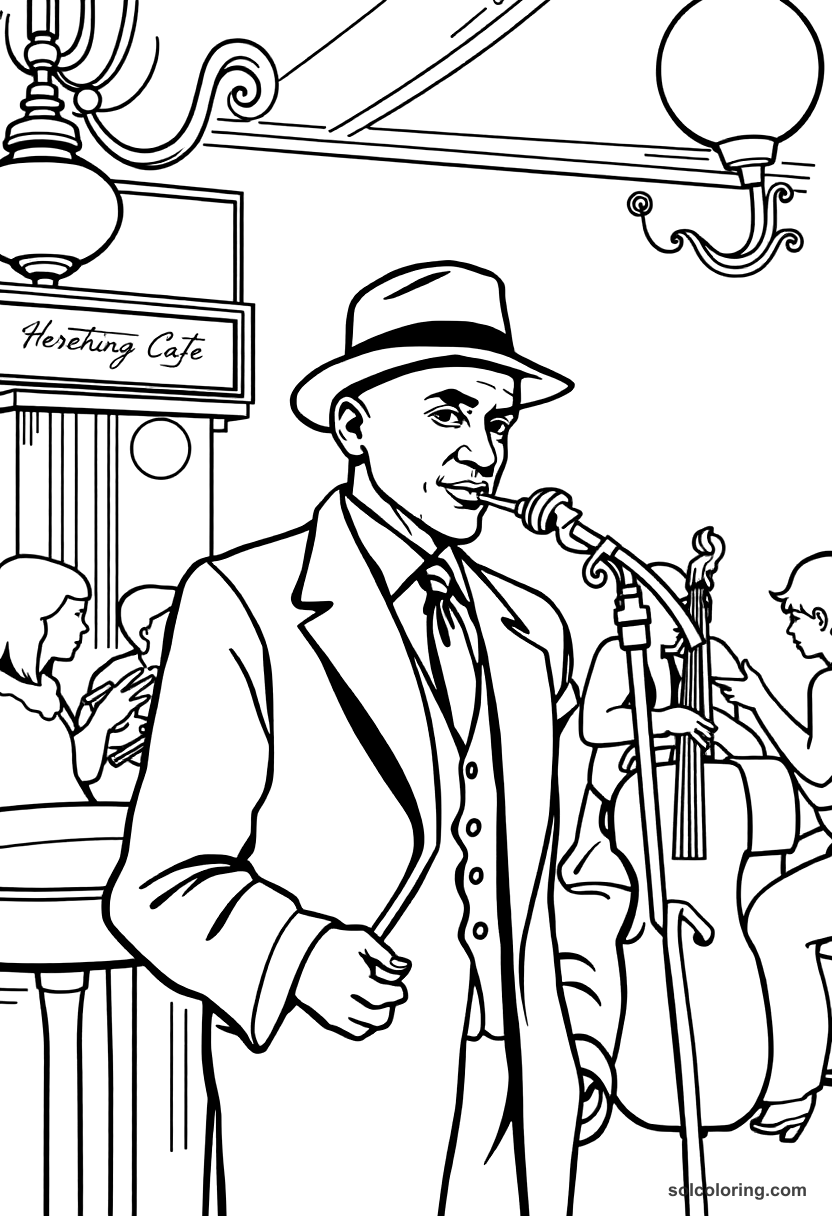 1920s Jazz Club Scene coloring pages