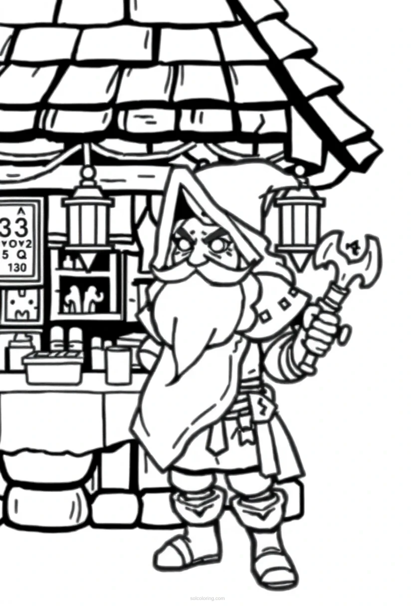 8-Bit Fantasy Tavern coloring page for kids