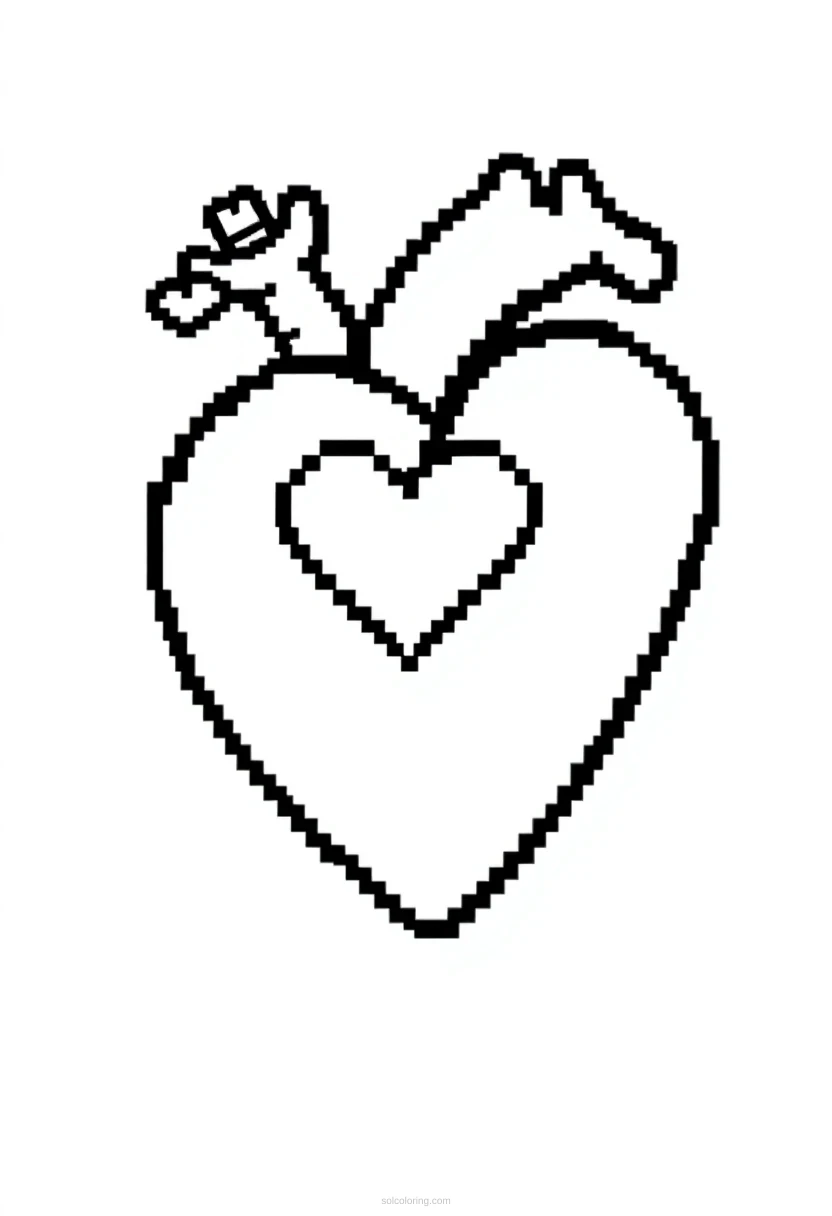 8-Bit Heart Life Icon coloring page for kids