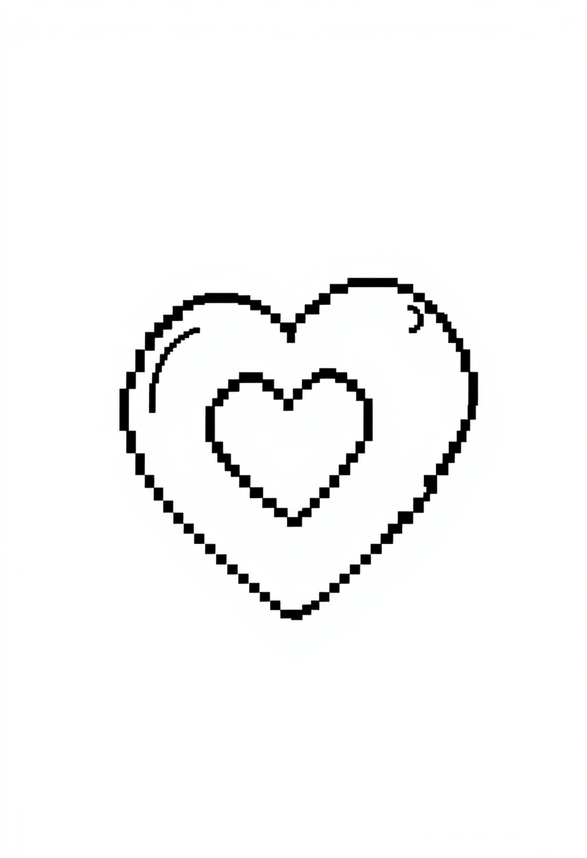 8-Bit Heart Life Icon coloring page, free printable