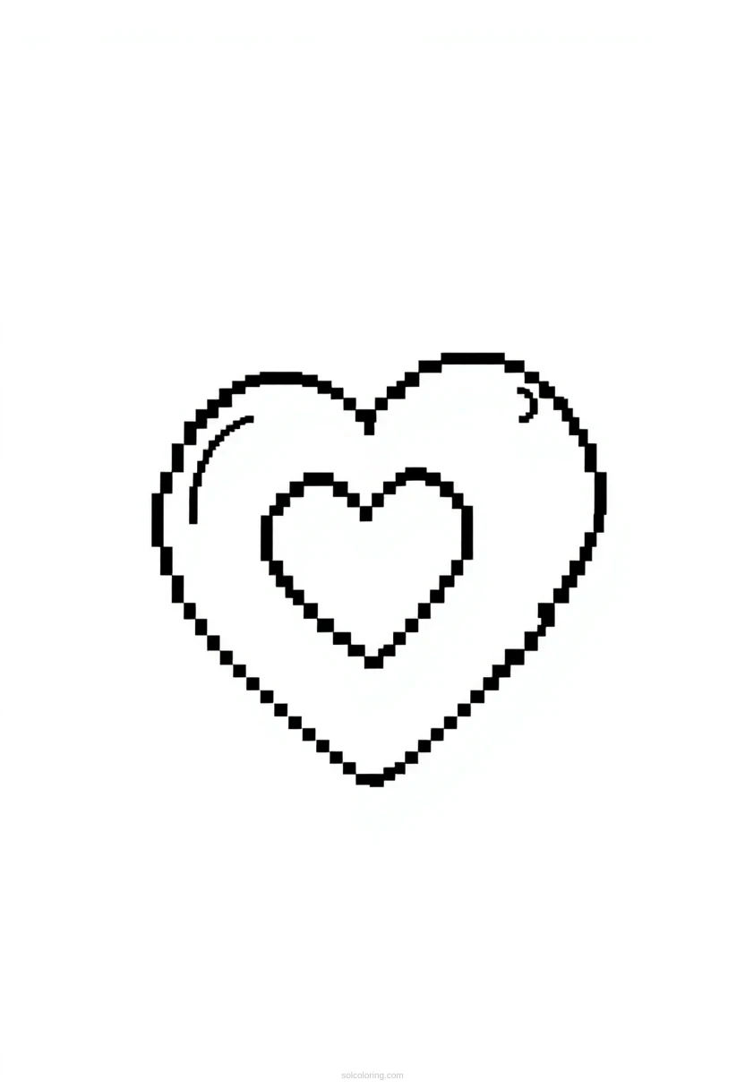 8-Bit Heart Life Icon coloring page for kids