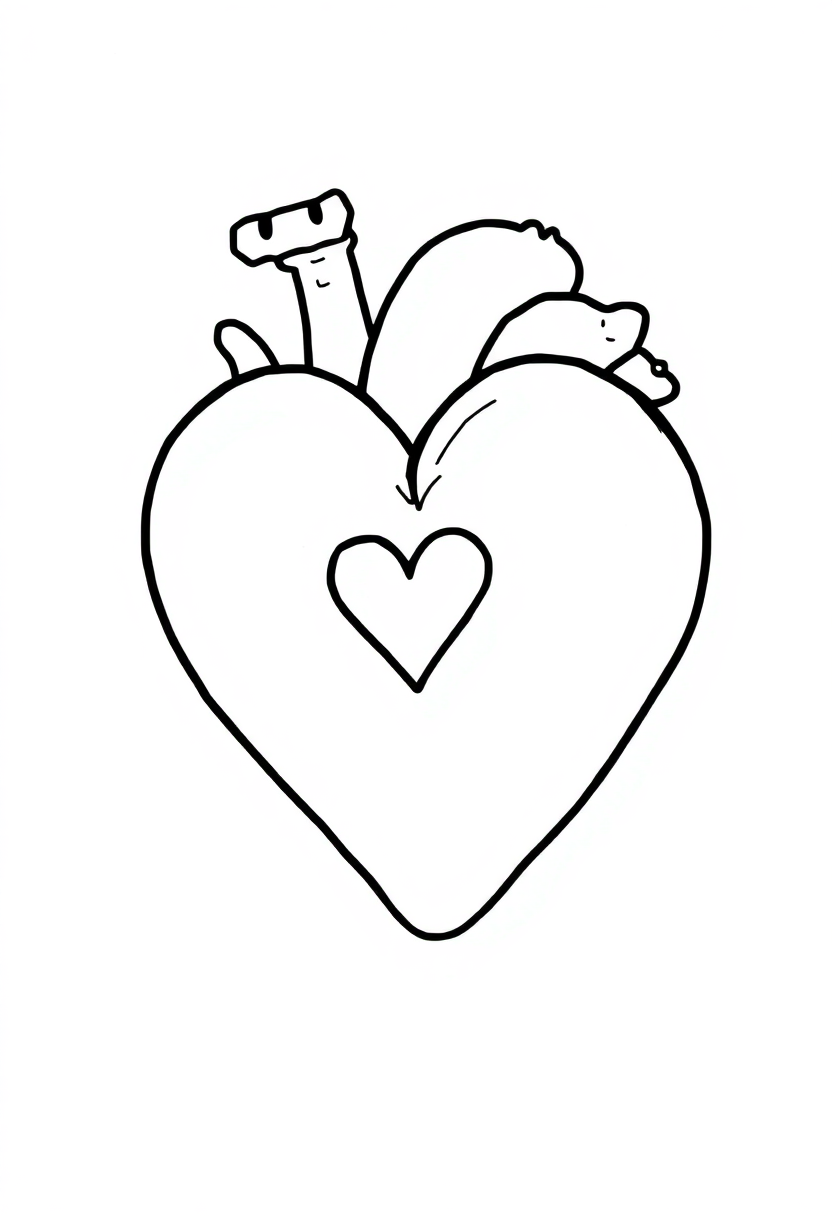8-Bit Heart Life Icon coloring page, free printable