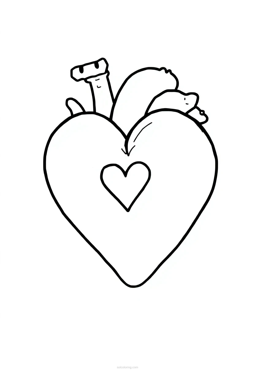8-Bit Heart Life Icon coloring page for kids