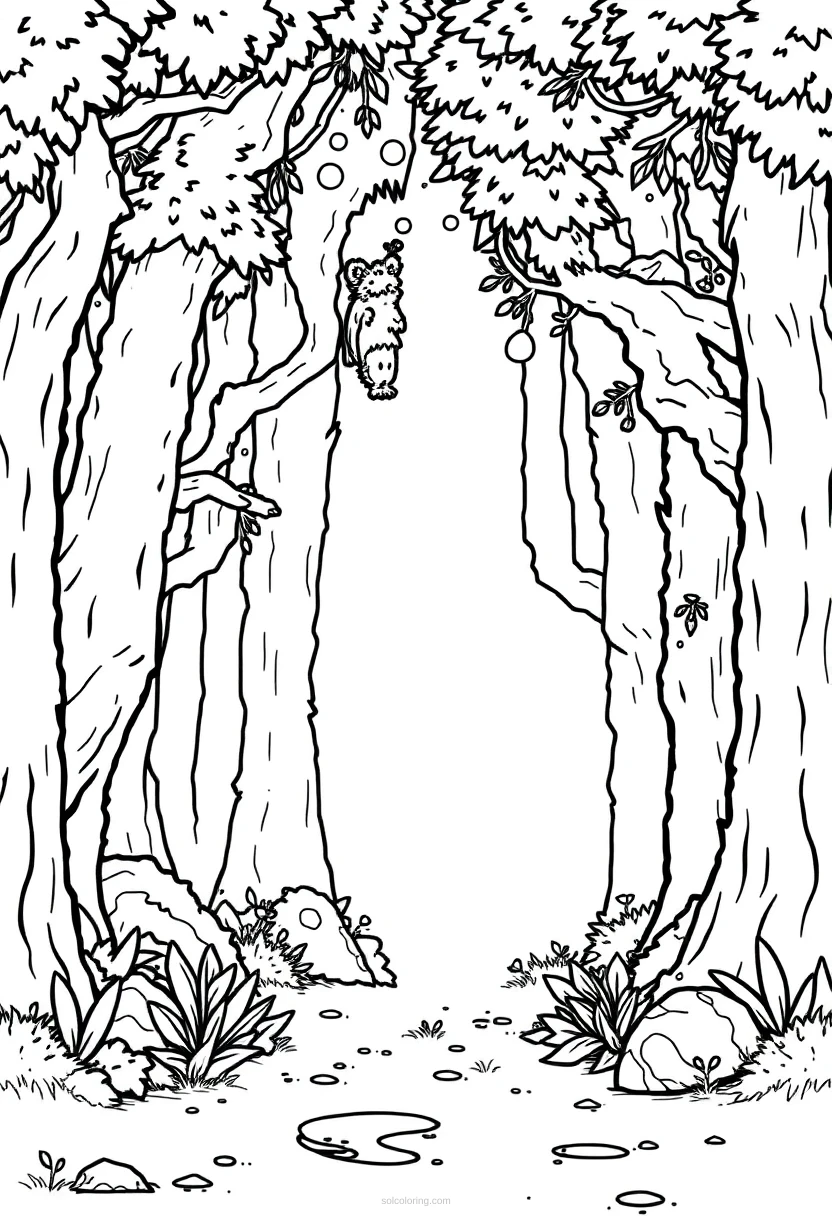 8 Bit Magical Forest coloring pages