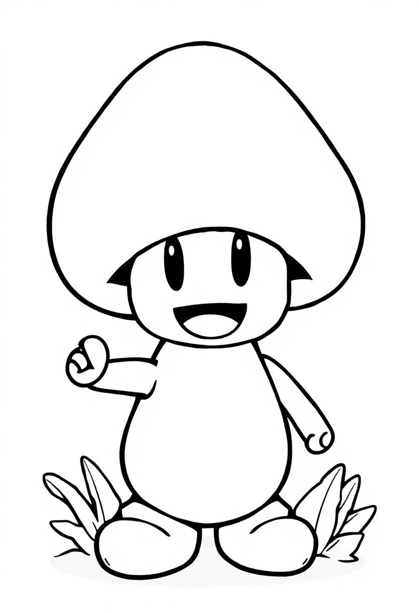 8-Bit Mushroom Power-Up coloring page, free printable