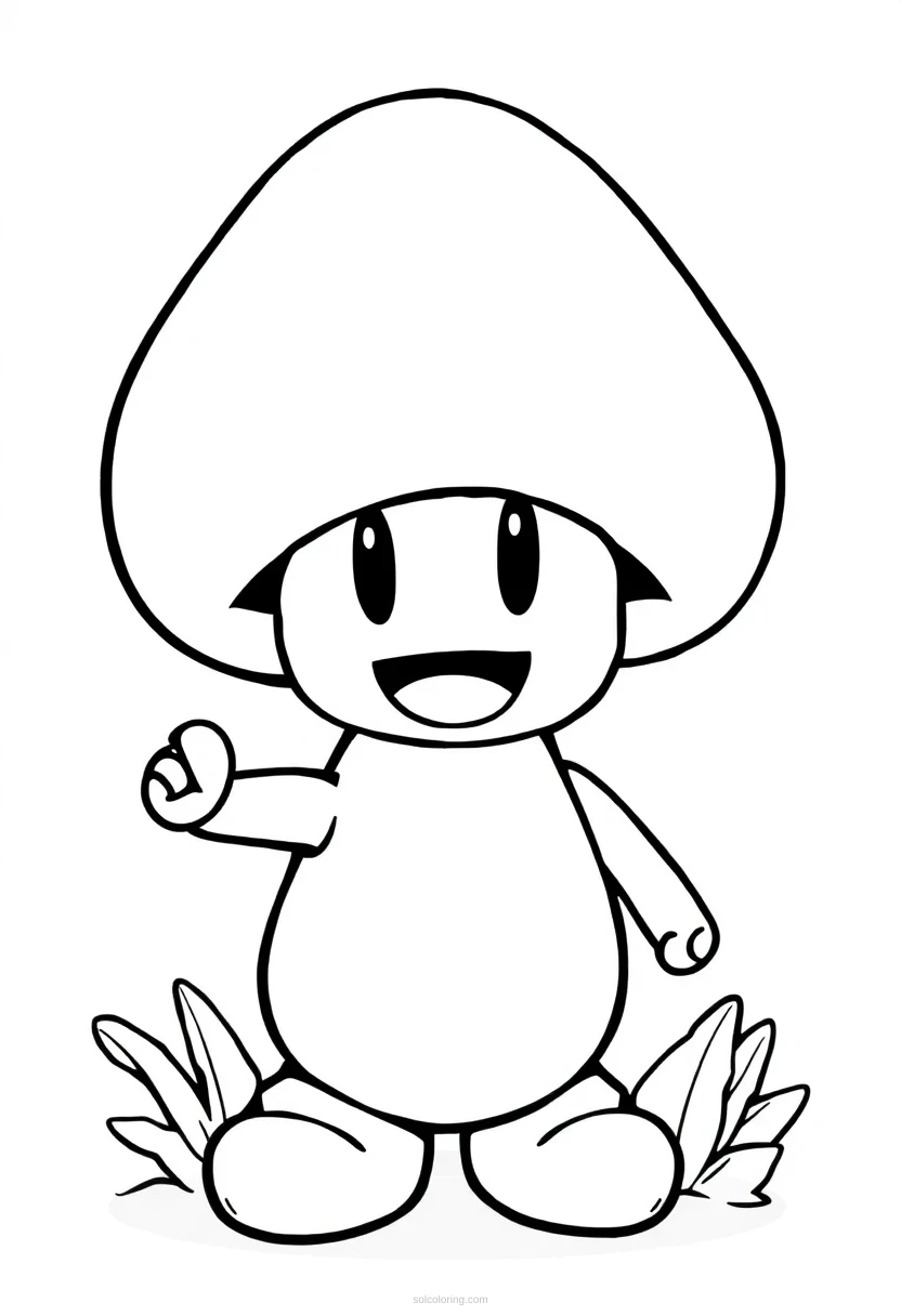 8 Bit Mushroom Power Up coloring page for kids