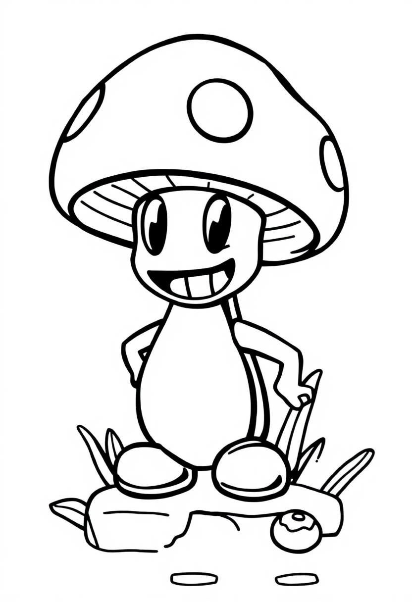 8-Bit Mushroom Power-Up coloring page, free printable