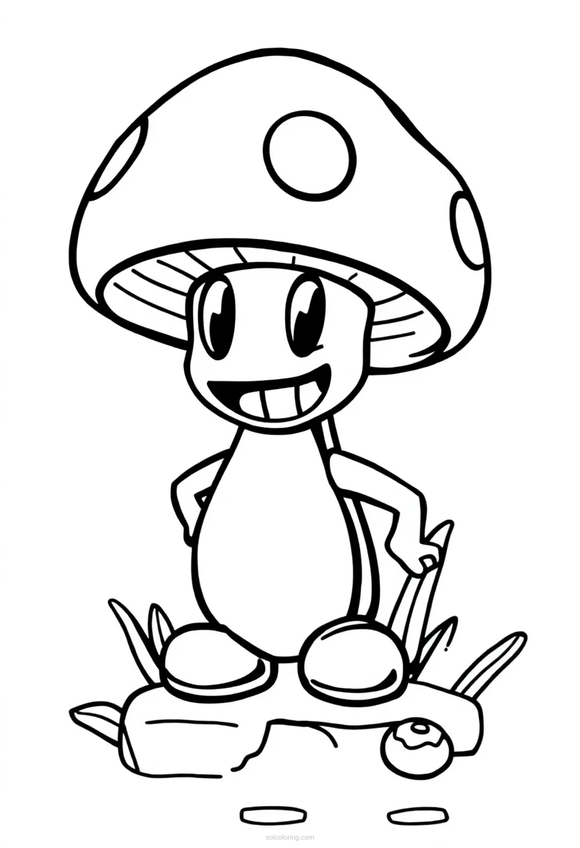 8 Bit Mushroom Power Up coloring page for kids