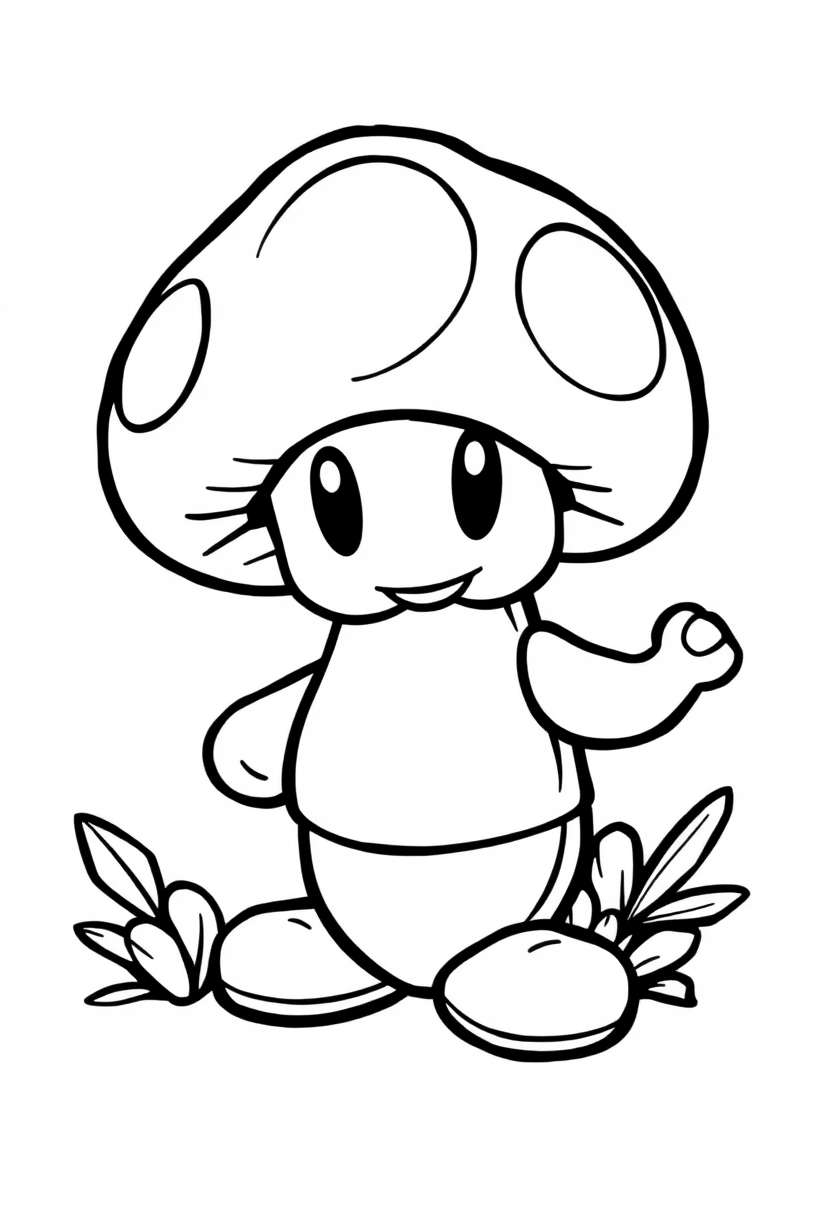 8-Bit Mushroom Power-Up coloring page, free printable