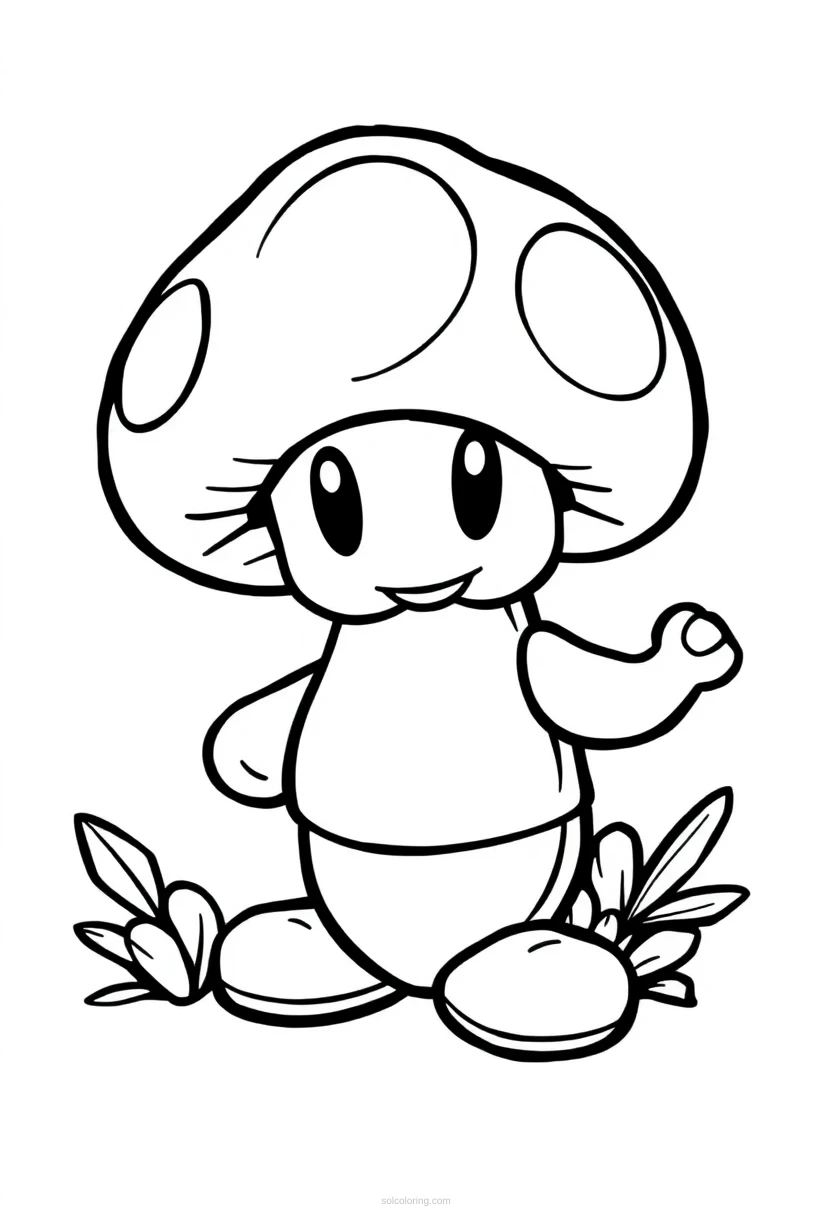8-Bit Mushroom Power-Up coloring page for kids