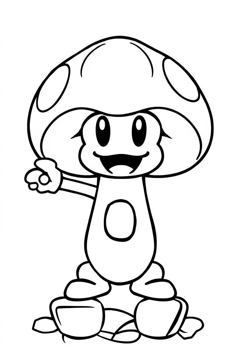 8-Bit Mushroom Power-Up coloring page, free printable