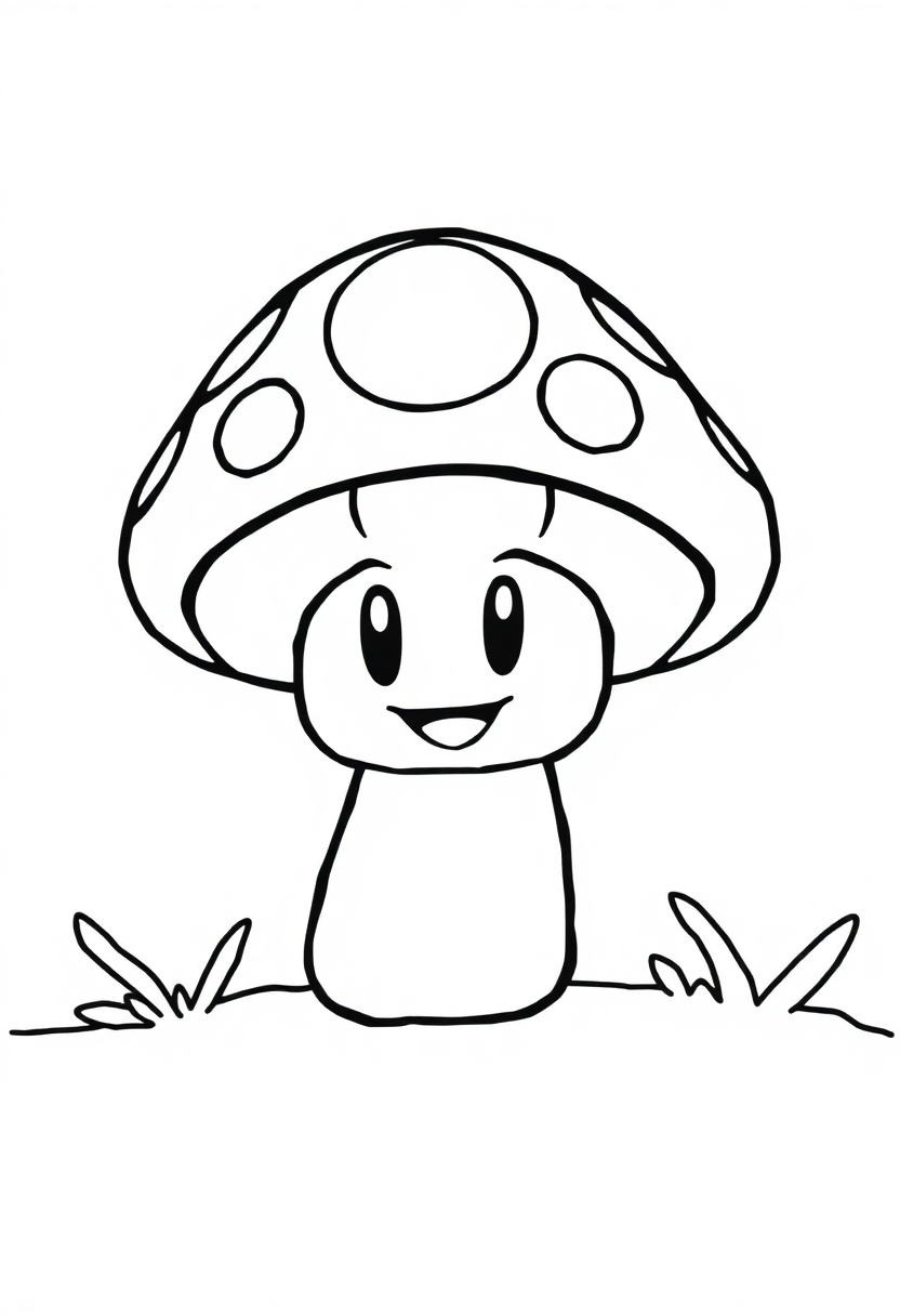8-Bit Mushroom Power-Up coloring page, free printable