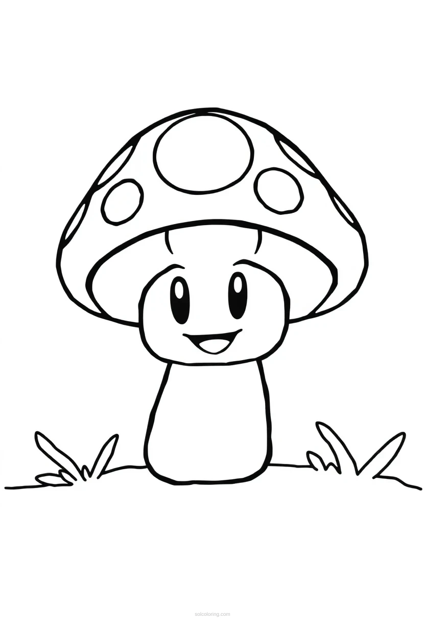 8 Bit Mushroom Power Up coloring page for kids