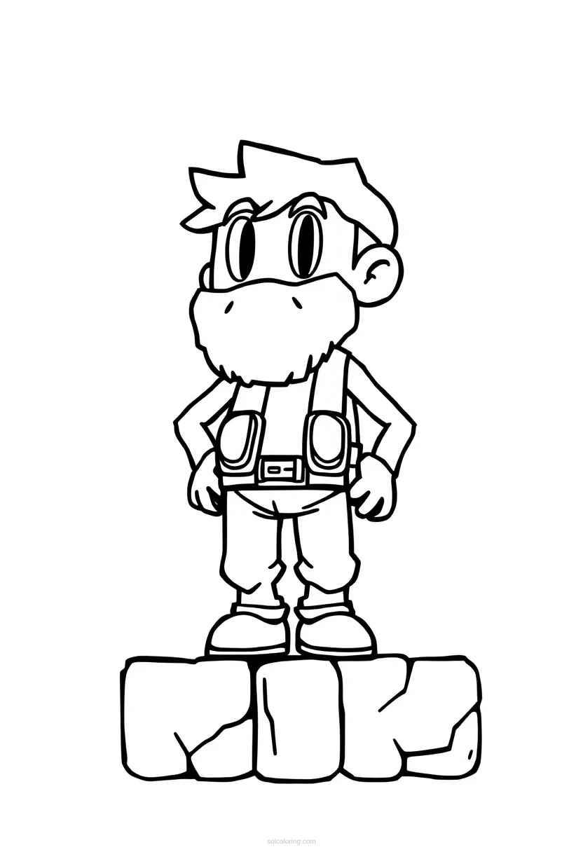 8-Bit Platformer Character coloring page for kids