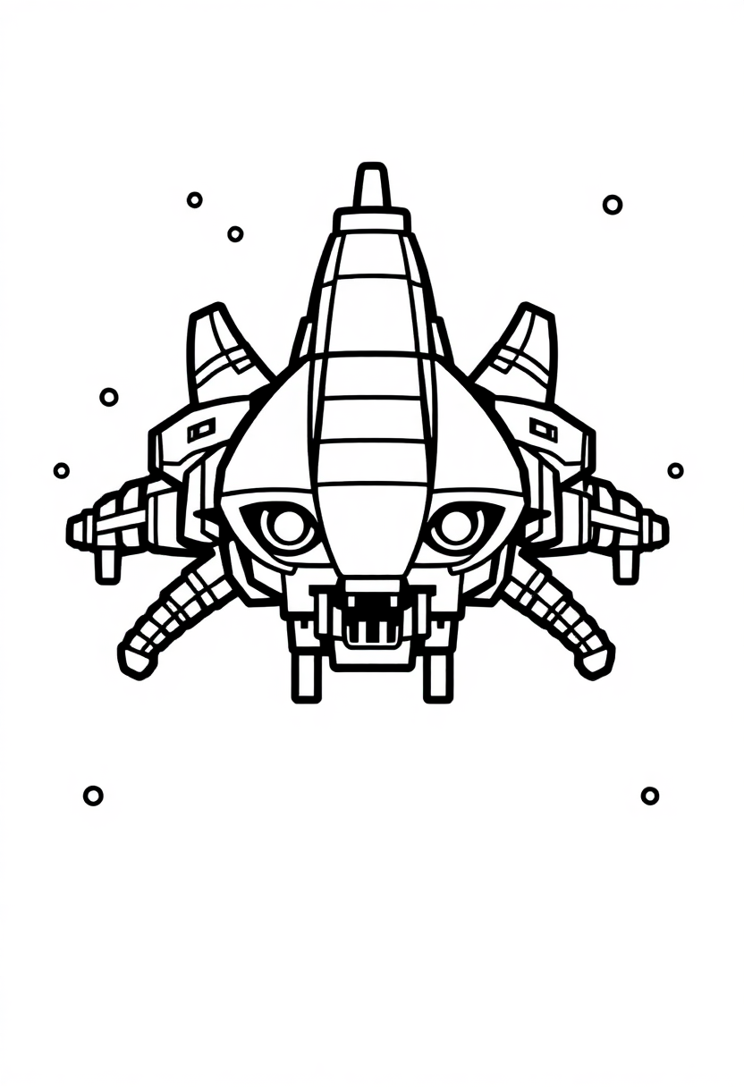 8-Bit Space Invader Ship coloring page, free printable
