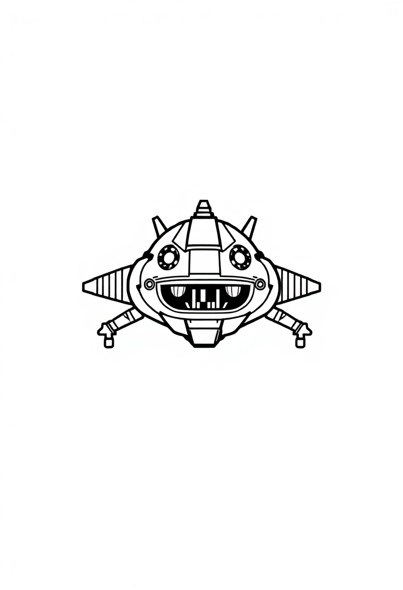 8-Bit Space Invader Ship coloring page, free printable