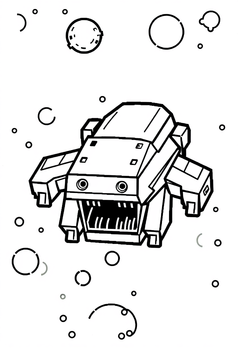 8-Bit Space Invader Ship coloring page, free printable