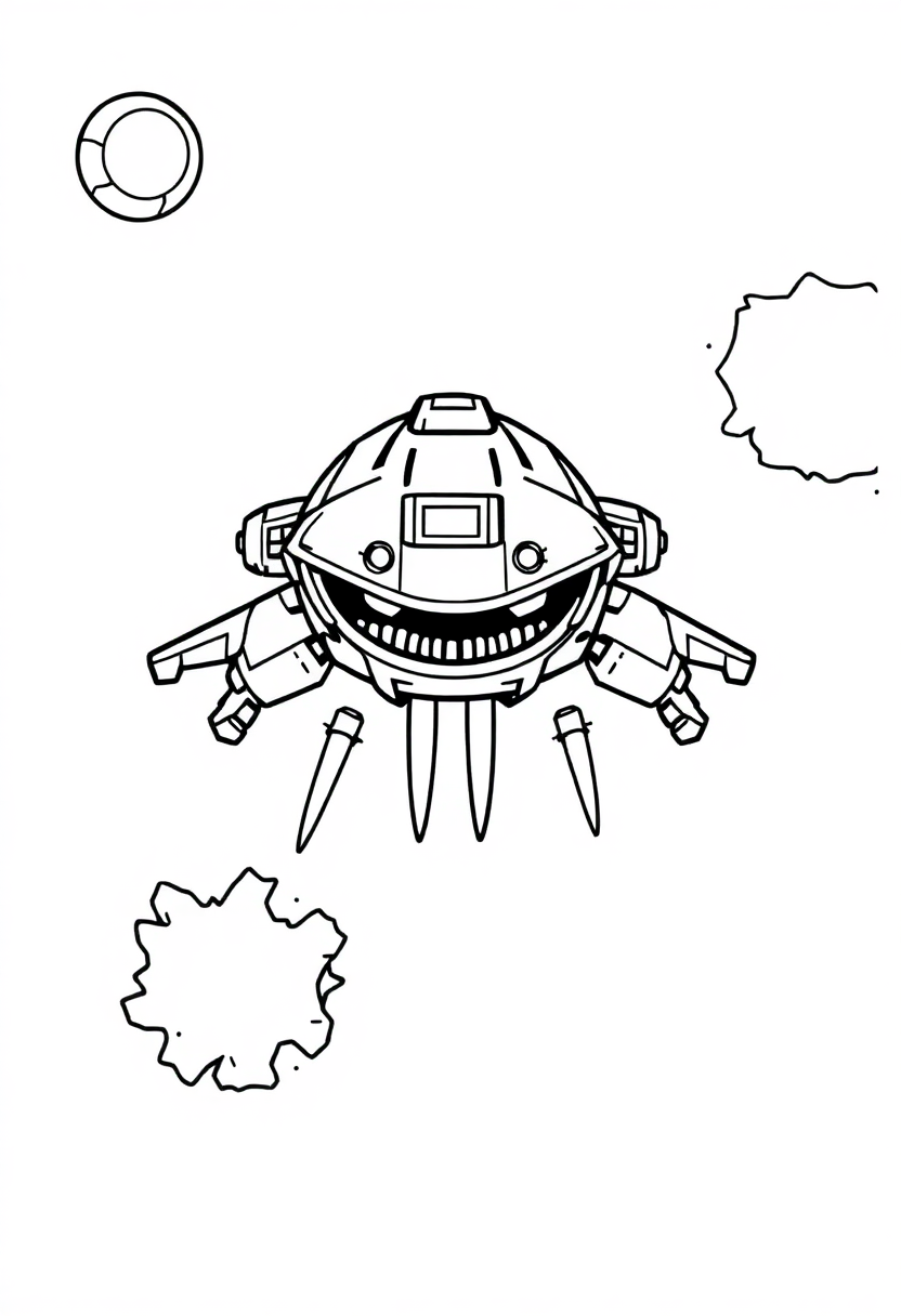 8-Bit Space Invader Ship coloring page, free printable