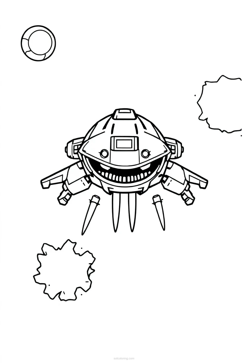 8 Bit Space Invader Ship coloring page for kids