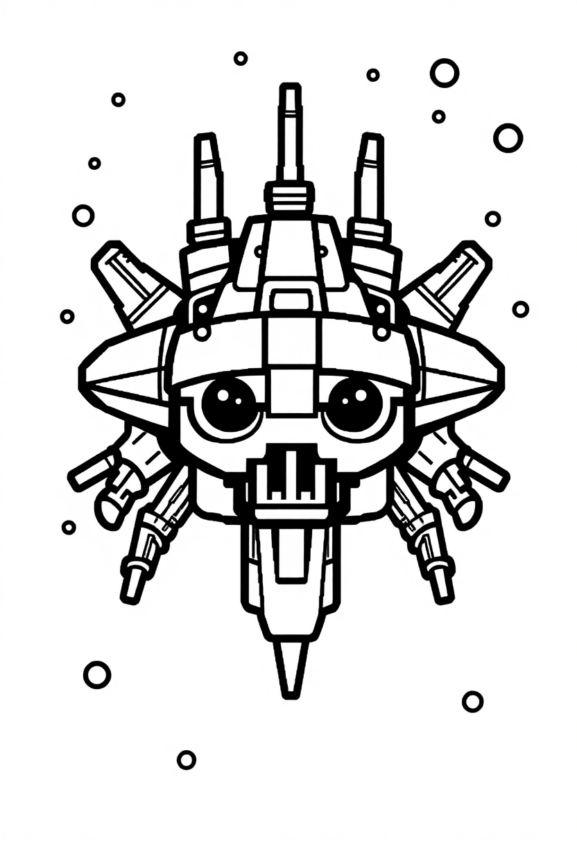 8-Bit Space Invader Ship coloring page, free printable