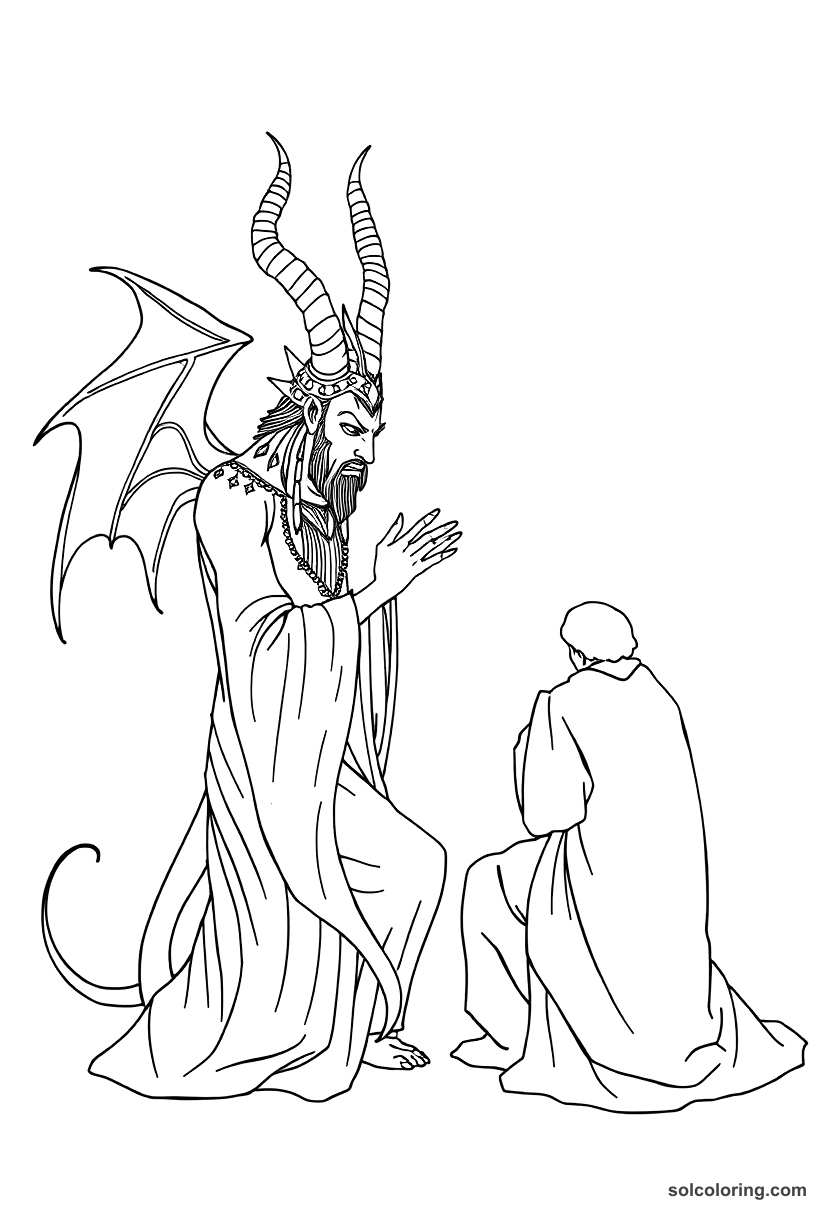 A Djinn Bowing Before King Solomon coloring pages