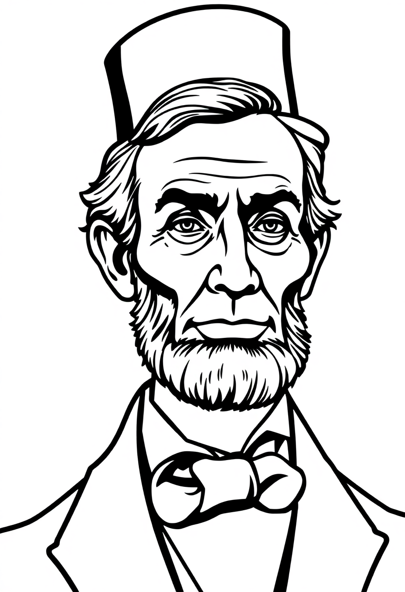 Abraham Lincoln with Top Hat coloring page, free printable
