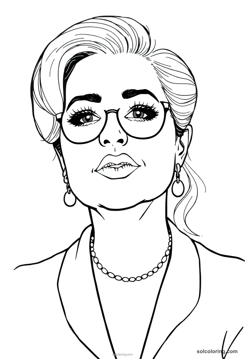 Illustrated Portrait Adele illustrated portrait coloring page for kids