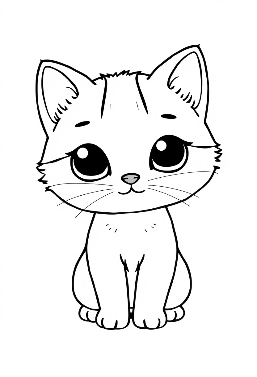 Adorable Kitten coloring page, free printable
