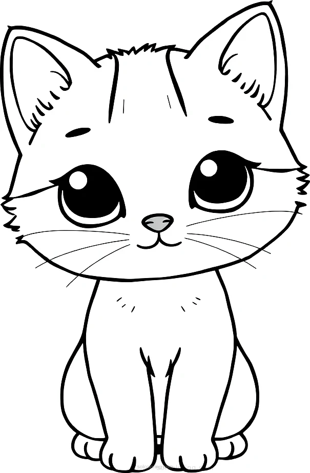Adorable Kitten coloring page for kids