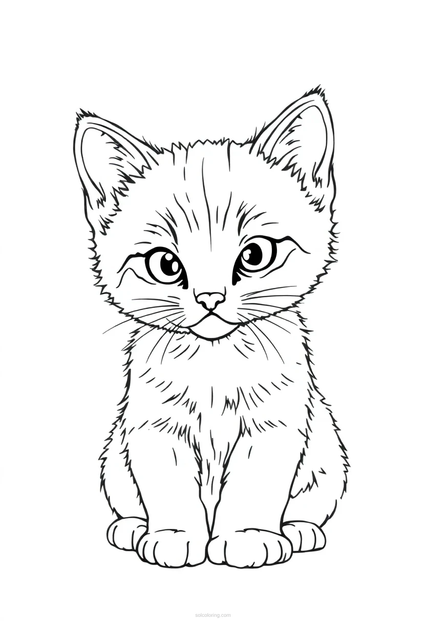 Adorable Kitten coloring page for kids