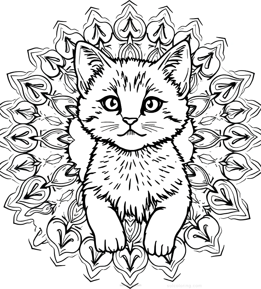 Adorable Kitten coloring page for kids