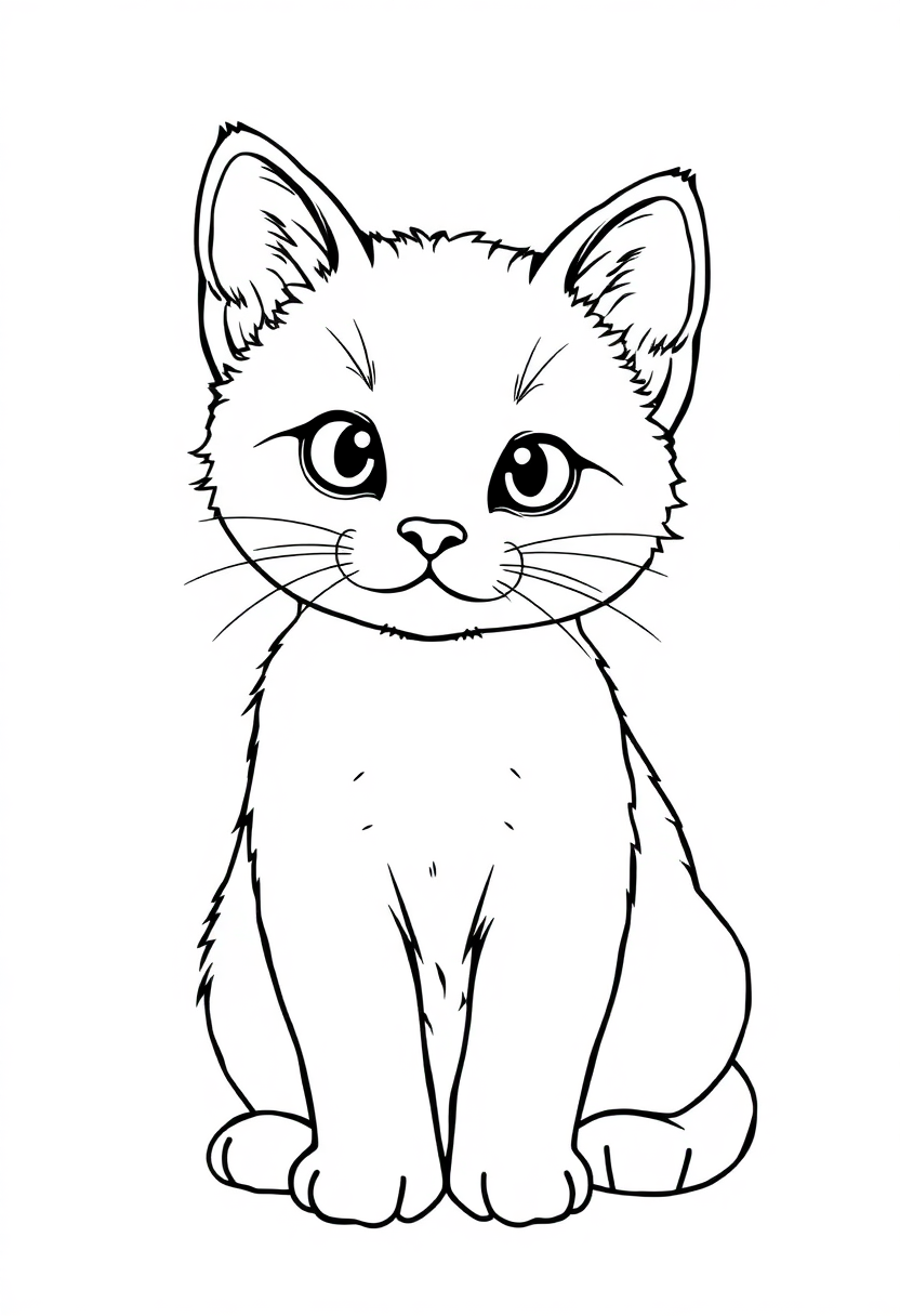 Adorable Kitten coloring page, free printable