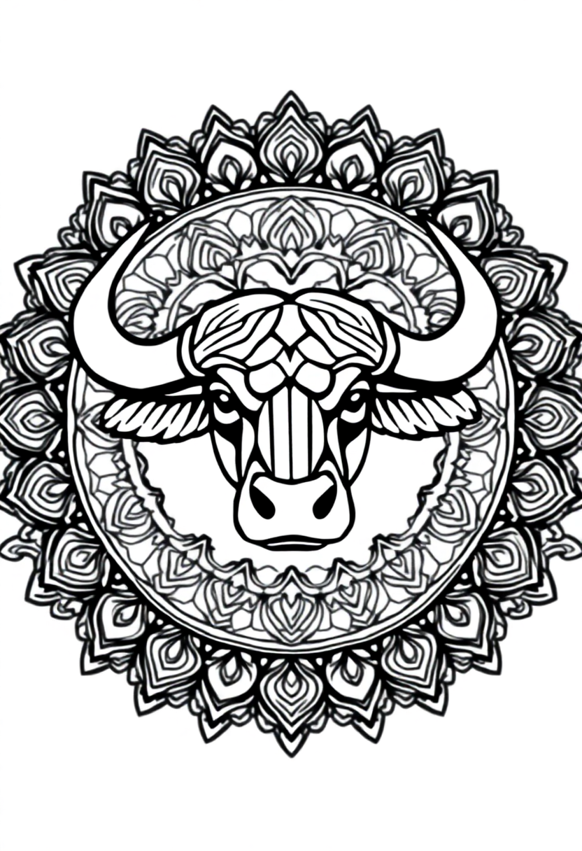 African Buffalo coloring page, free printable