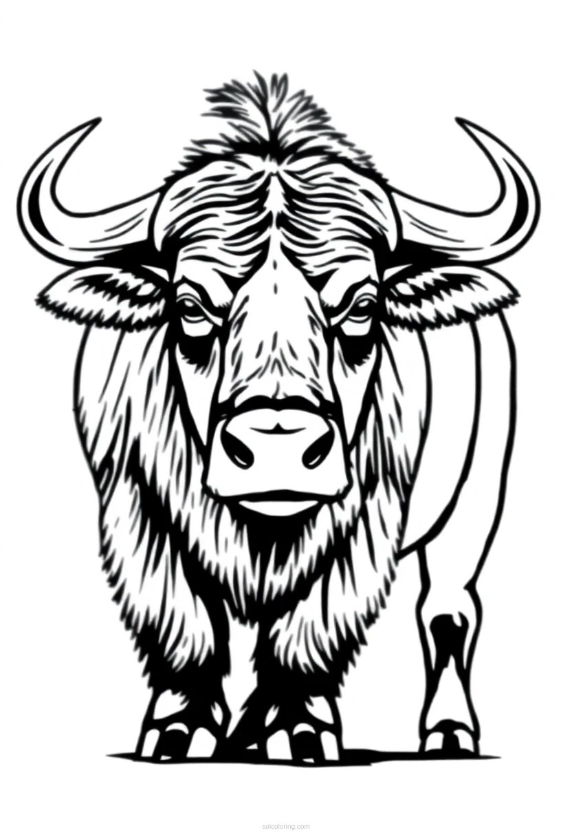 African Buffalo coloring page for kids