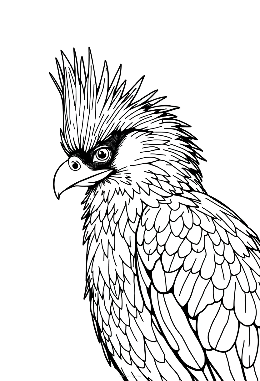African Crowned Eagle coloring page for kids