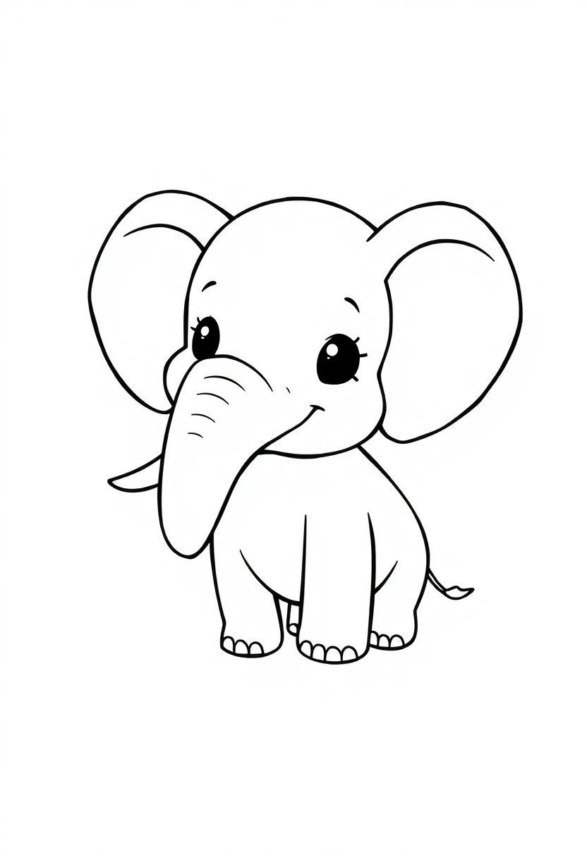 African Elephant coloring page, free printable standard style for kids and adults