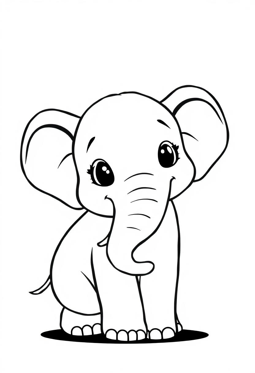 African Elephant coloring page, free printable