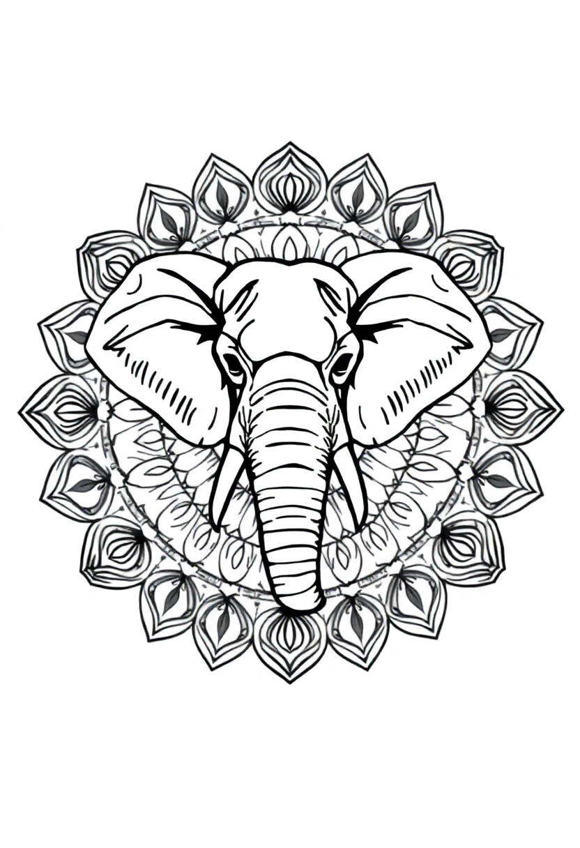 African Elephant coloring page, free printable