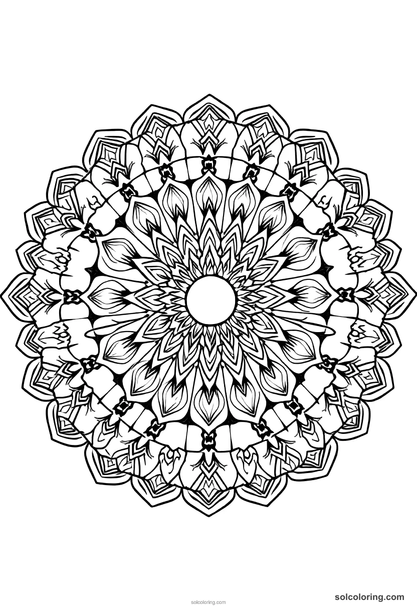 Mandala African Kingdom of Mali Gold Trade Market mandala coloring page for kids