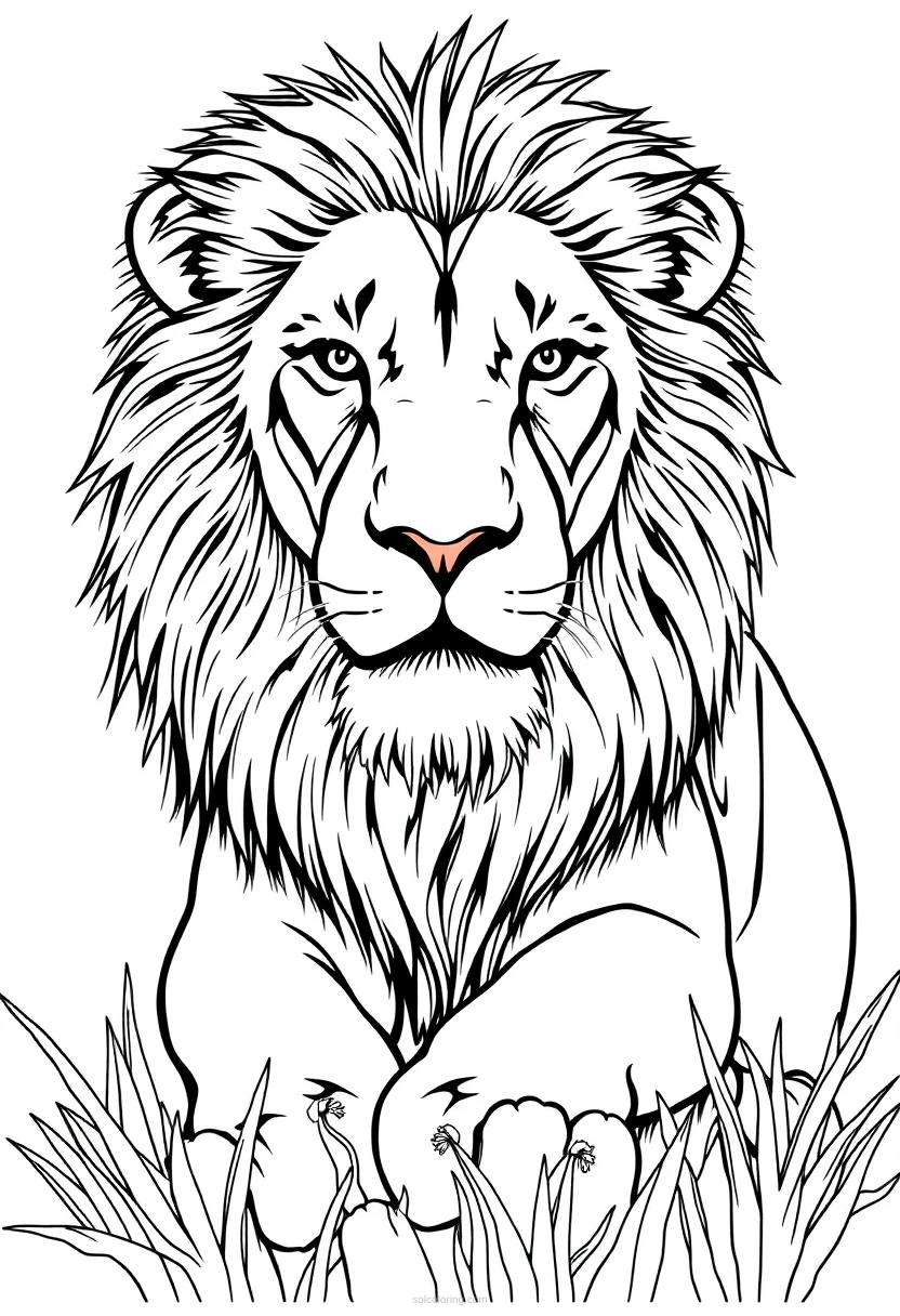 African Safari Lions coloring page for kids