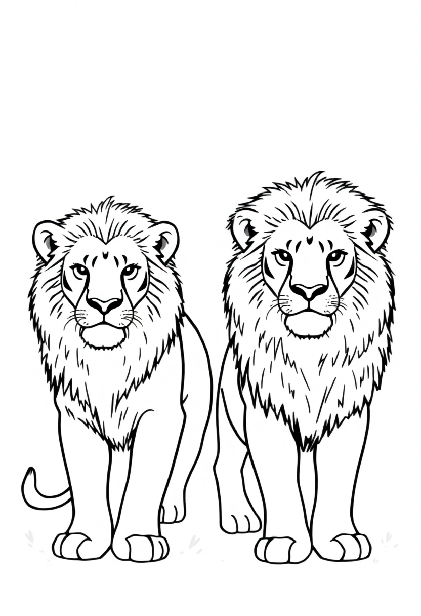 African Safari Lions coloring page, free printable