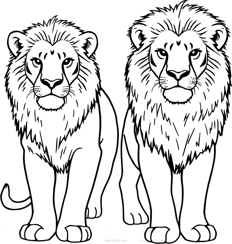 African Safari Lions coloring page for kids