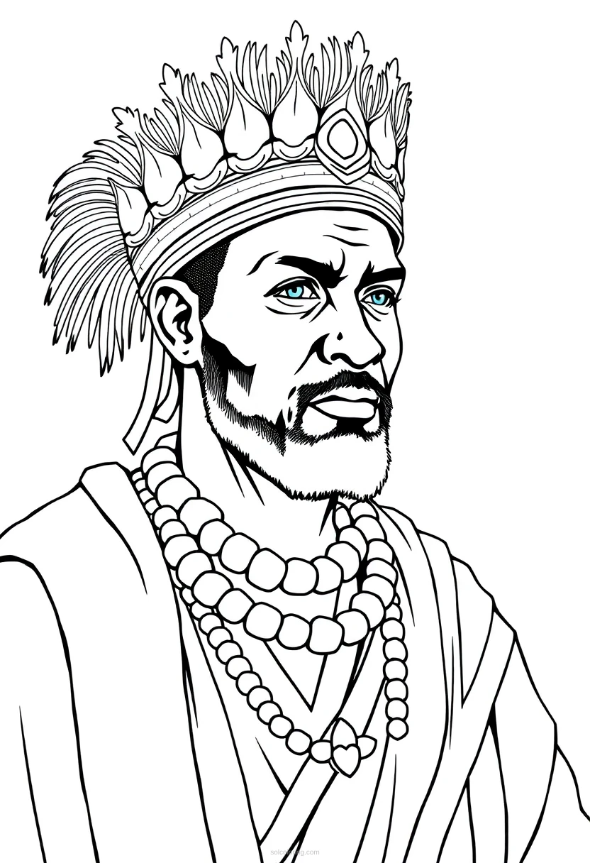 African Tribal King coloring page for kids
