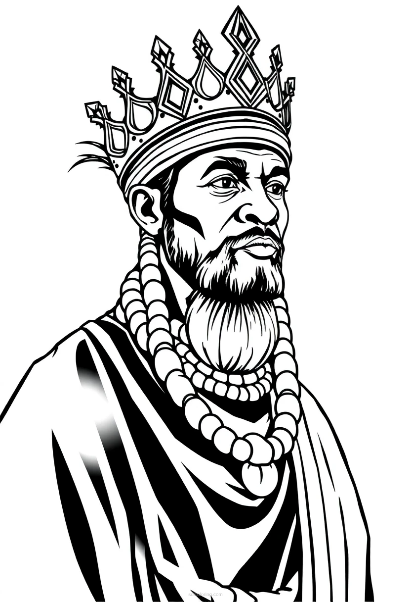 African Tribal King coloring page for kids