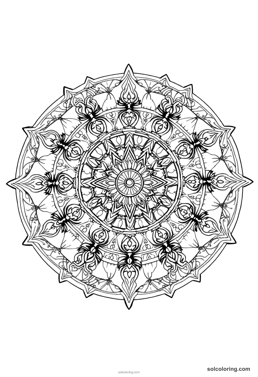 Mandala Age of Exploration Cartographer's Workshop mandala coloring page for kids