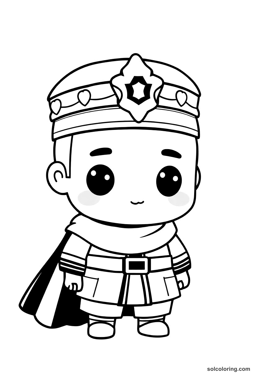 Chibi Ahmad al-Danaf the captain of the guard coloring page, free printable chibi style for kids and adults