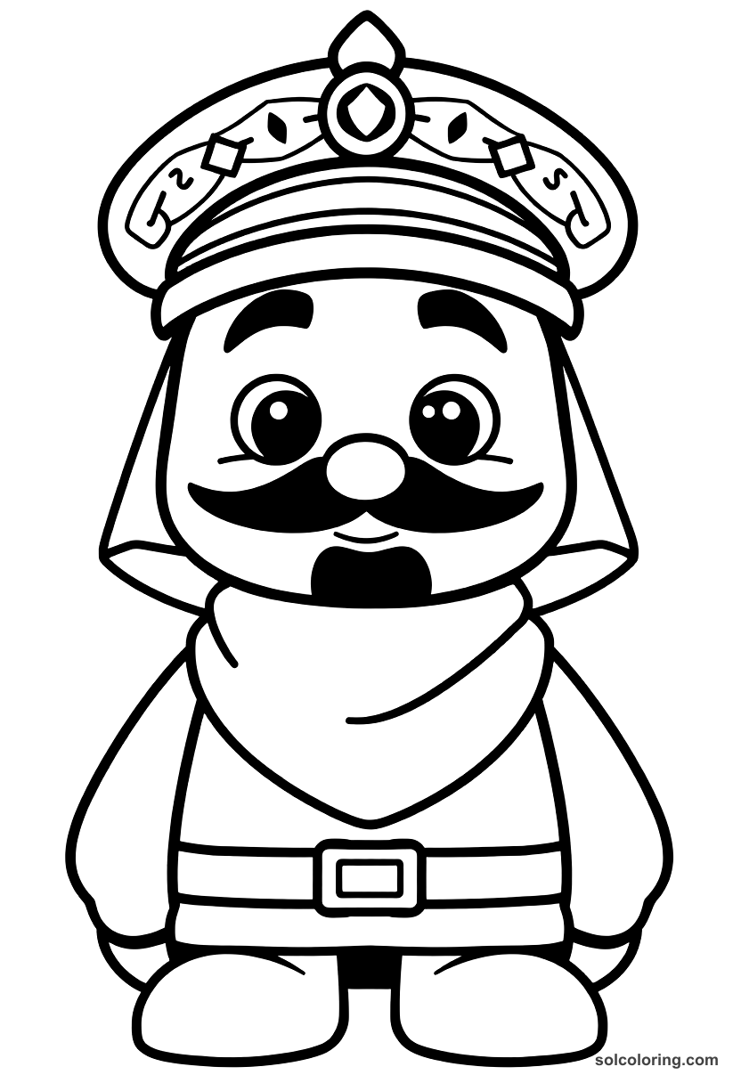 Cute Cartoon Ahmad al-Danaf the captain of the guard coloring page, free printable cute cartoon style
