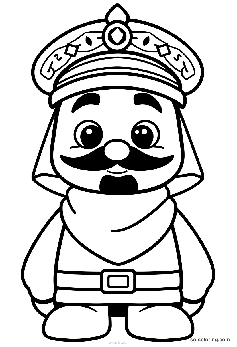 Cute Cartoon Ahmad al-Danaf the captain of the guard cute cartoon coloring page for kids