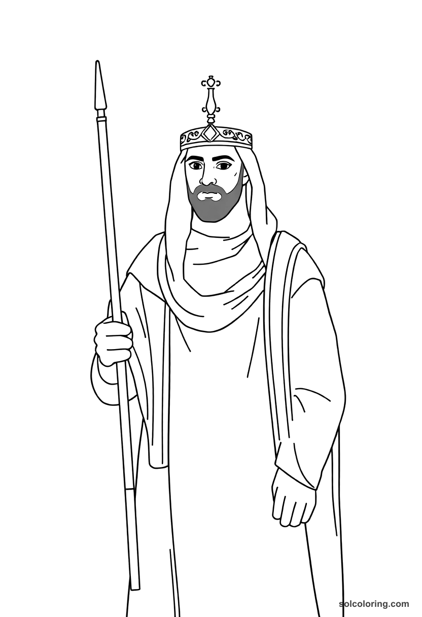 Simple Ahmad al-Danaf the captain of the guard coloring page, free printable simple style