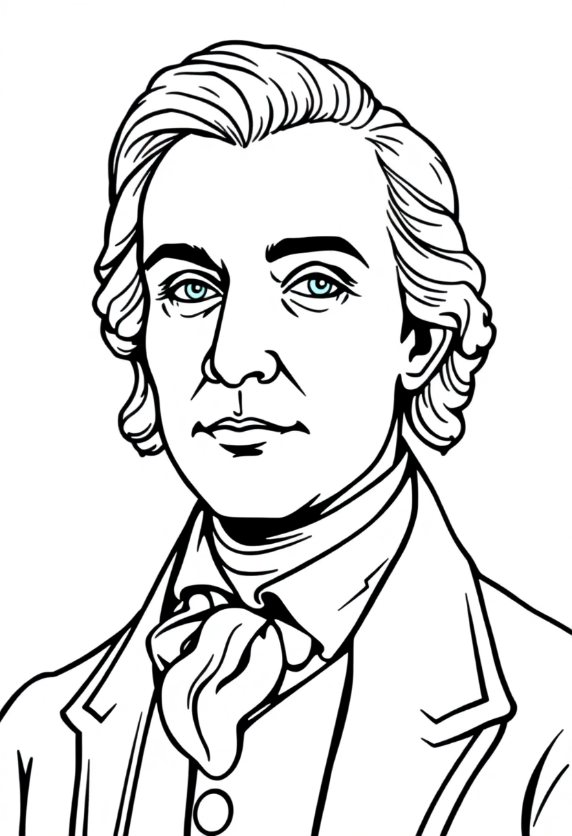 Alexander Hamilton Portrait coloring page, free printable
